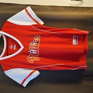 Majestic Phillies Red and White Phillies Shirt, L